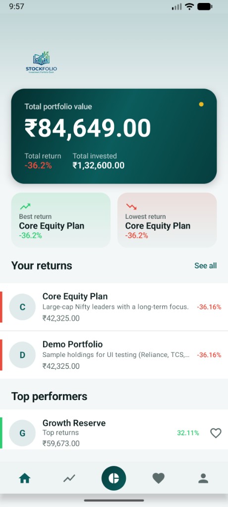 Stockfolio dashboard screenshot